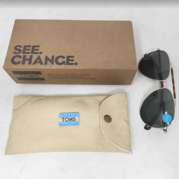 New Toms Maverick 301 aviator flight sunglasses in Yellow Gold